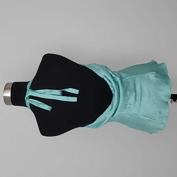 NWT Satin Aqua Beaded Halter Top in small - Picture 3 of 3